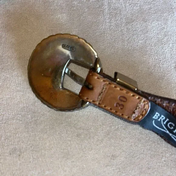 Brighton Double Braided Cowgirl Leather Belt Silver Heart Concho 71706 Size 30 - Picture 6 of 12